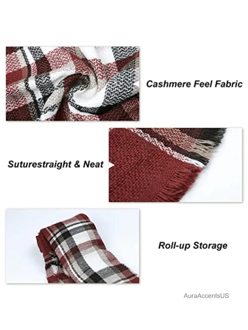 Surblue Wool Plaid Shawl Wrap Winter Scarf One Size